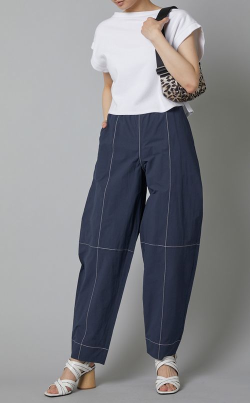 コットンクレープステッチカーブパンツ