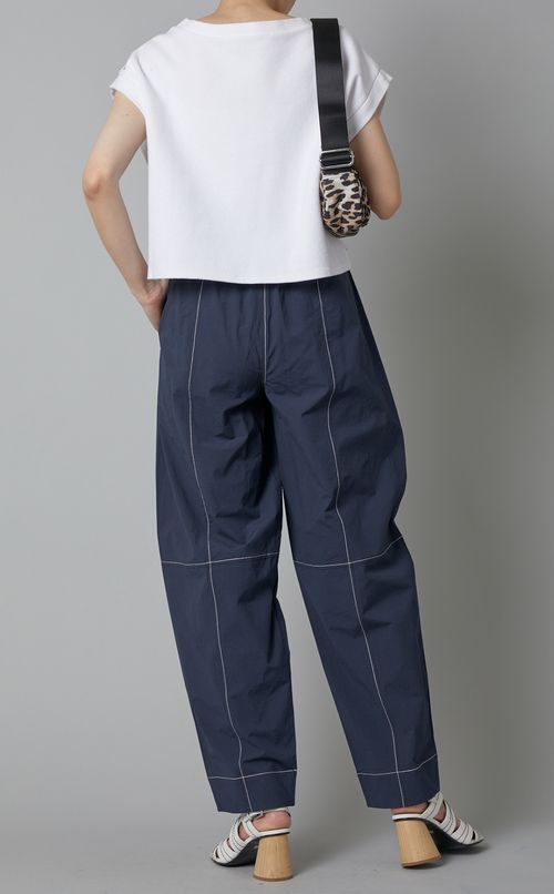 コットンクレープステッチカーブパンツ