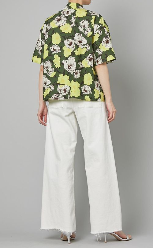 プリントコットンオープンカラーシャツ