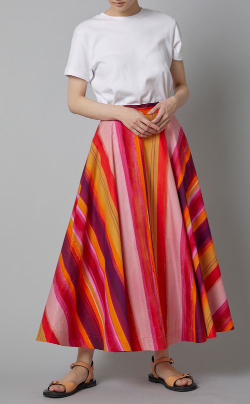 マルチカラープリントギャザースカート