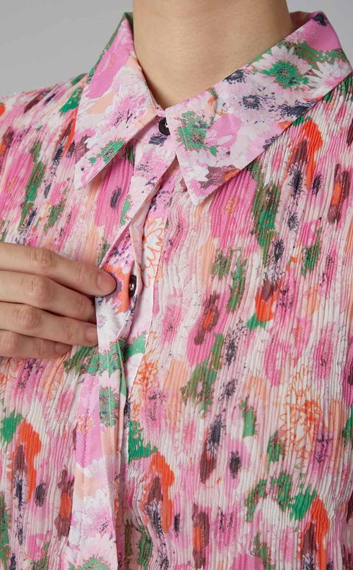 プリーツジョーゼット長袖ブラウス