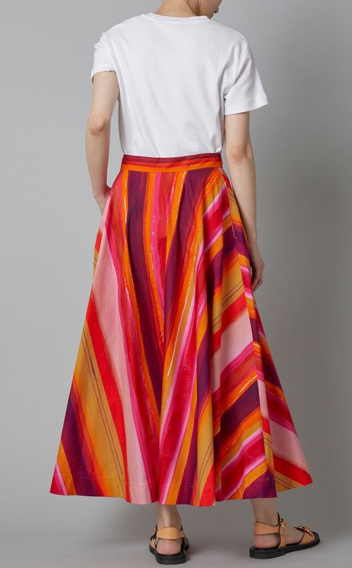 マルチカラープリントギャザースカート