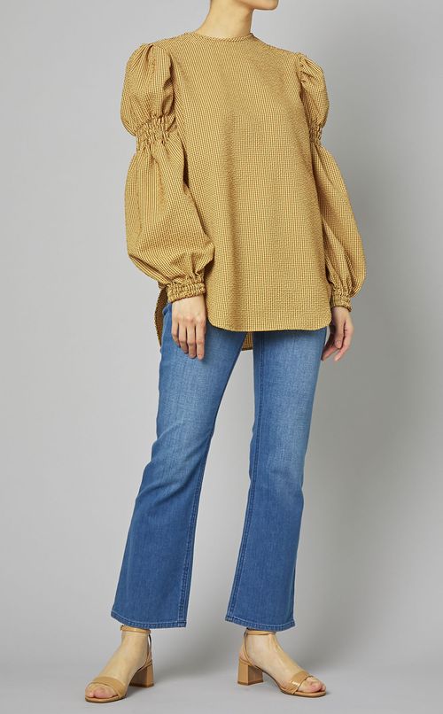 2wayシャーリングパフスリーブブラウス