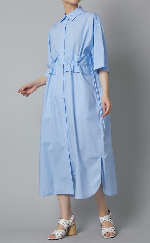 ウエストギャザーシャツワンピース