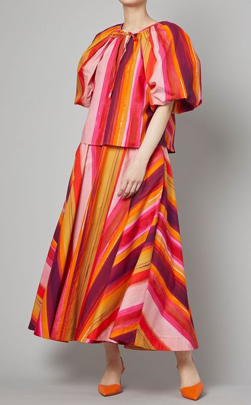 マルチカラープリントギャザースカート