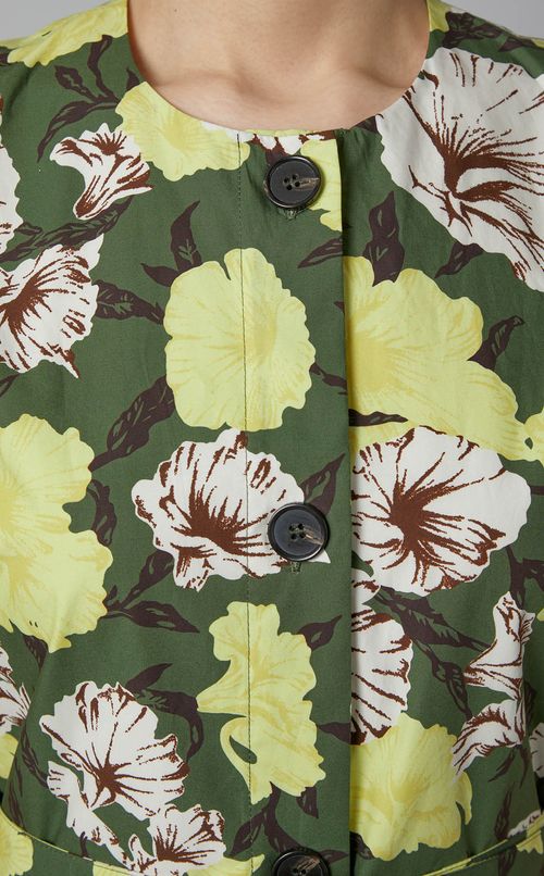 プリントノースリーブギャザーワンピース