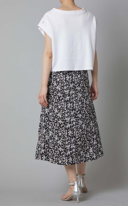 フラワープリントクレープギャザースカート