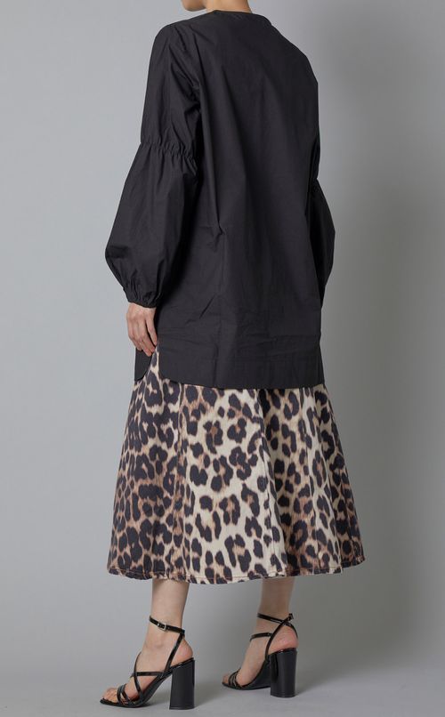 コットンポプリンフロントリボンブラウス