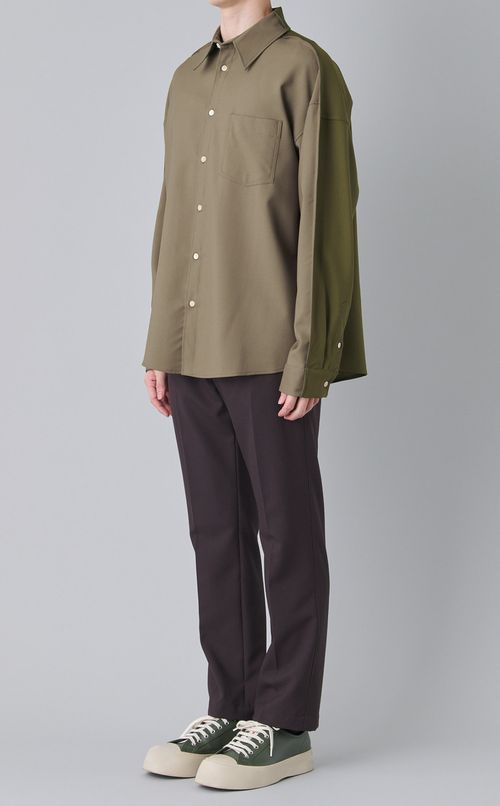 バイカラートロピカルウールシャツ