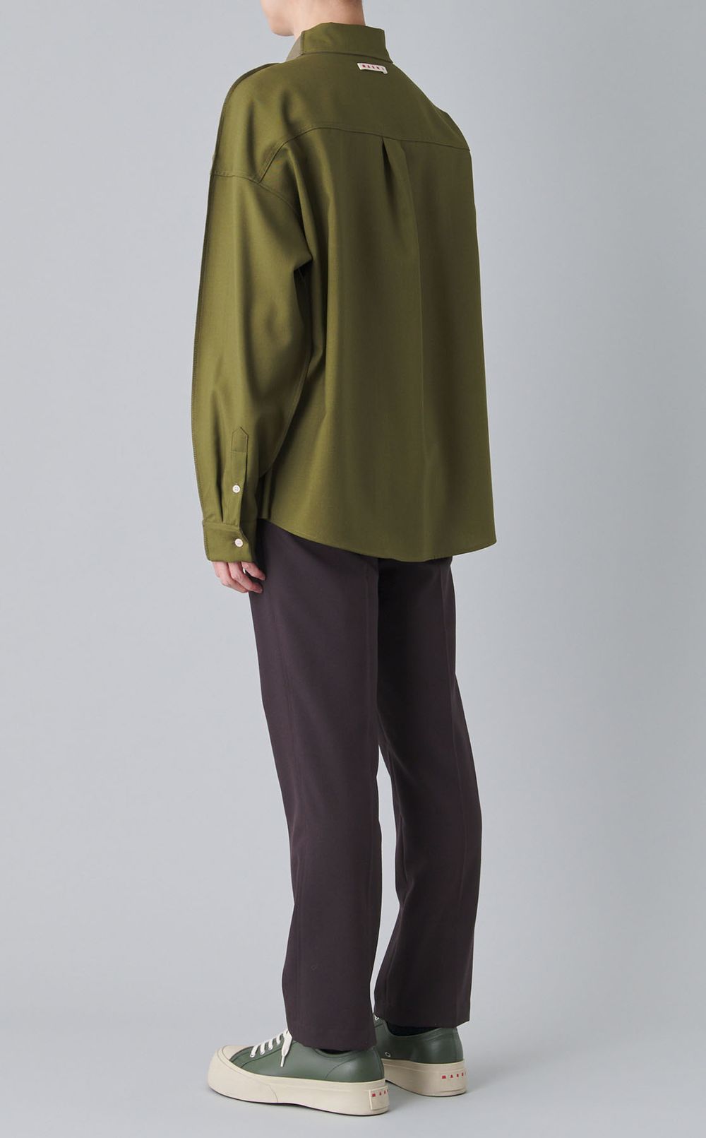 バイカラートロピカルウールシャツ