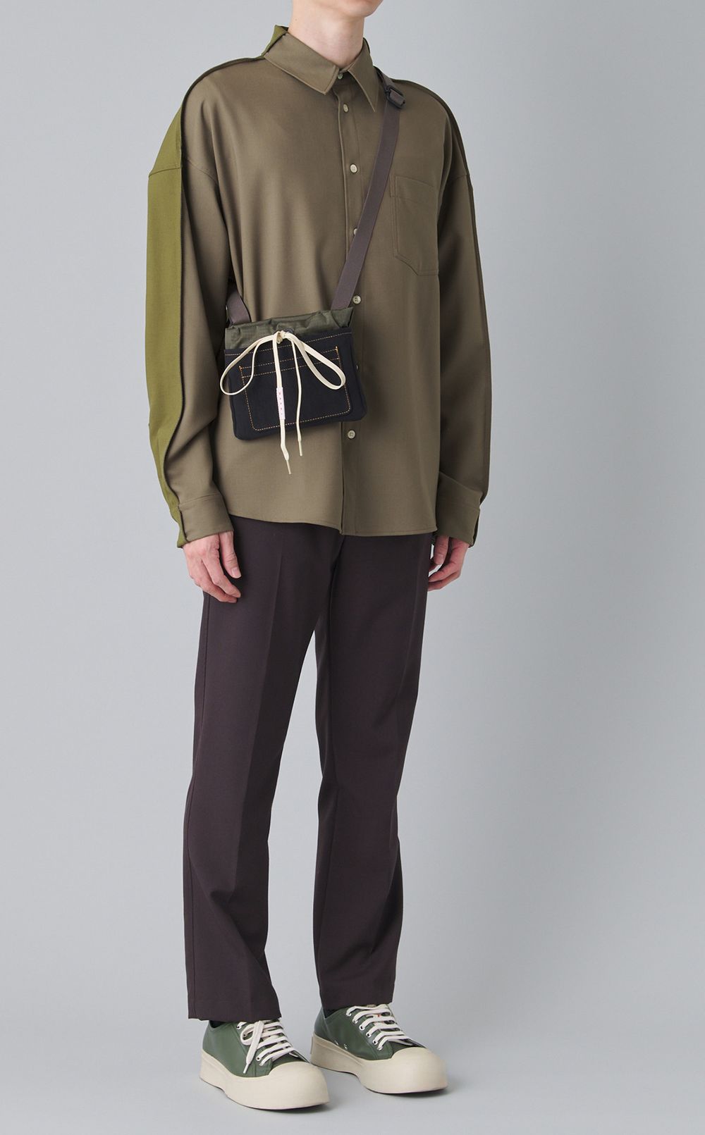 バイカラートロピカルウールシャツ