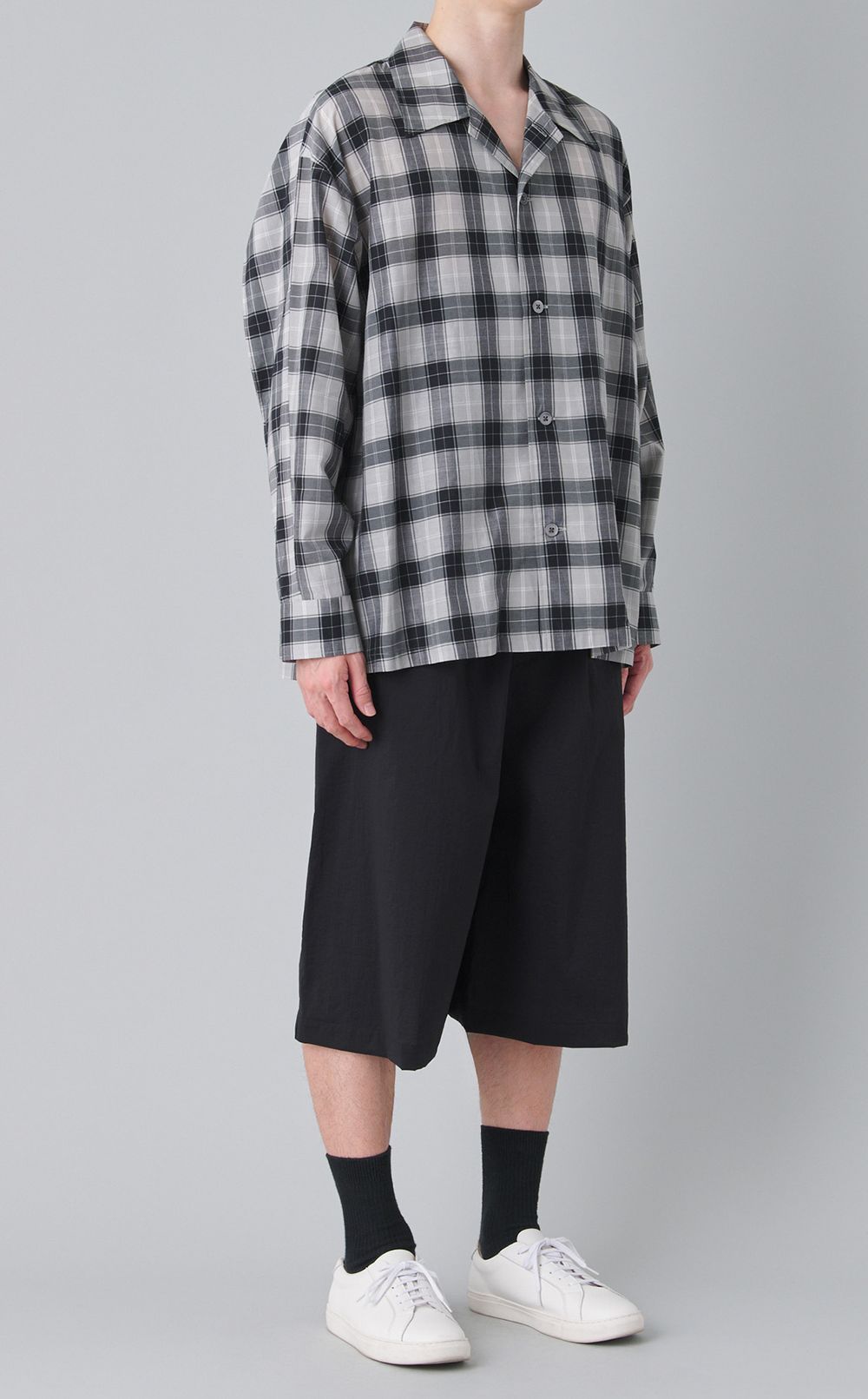 キュプラコットンチェックシャツ