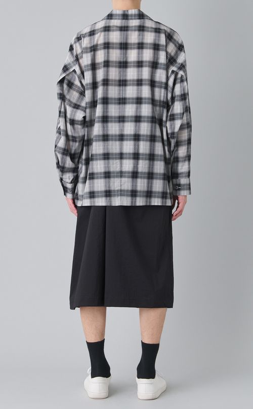 キュプラコットンチェックシャツ