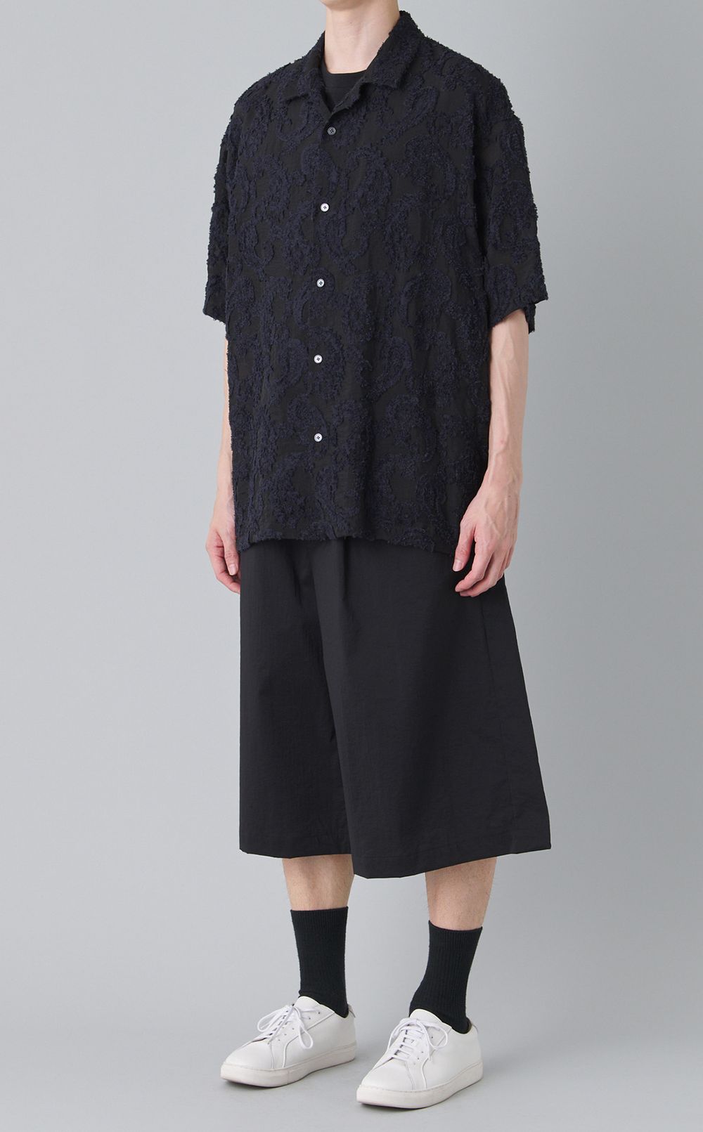 ジャカードオープンカラーシャツ