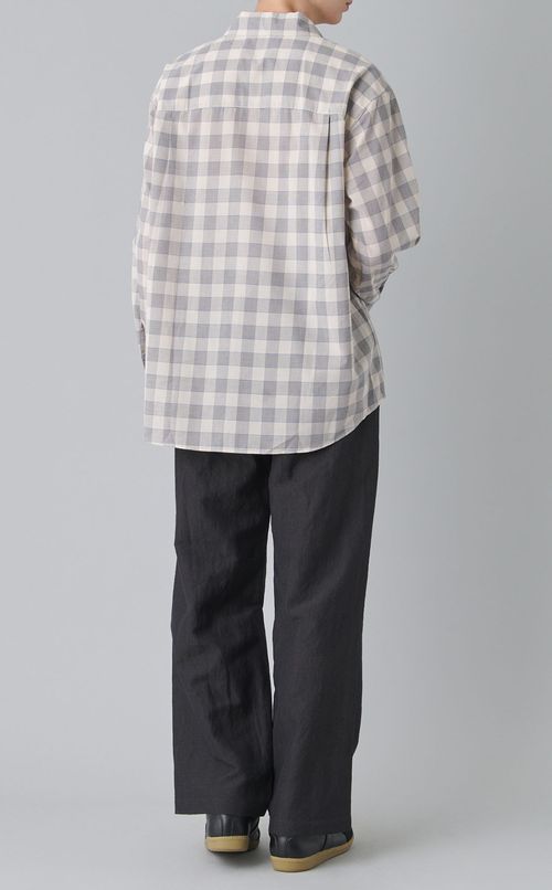 オープンカラーチェックシャツ