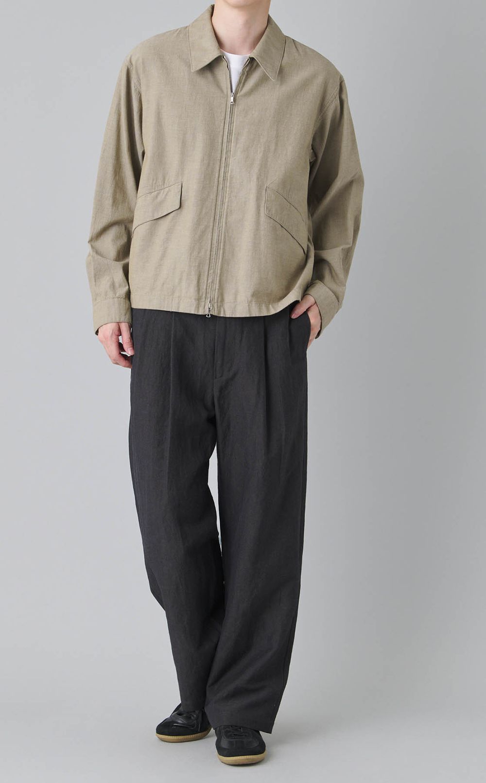 ウールリネン2タックトラウザー