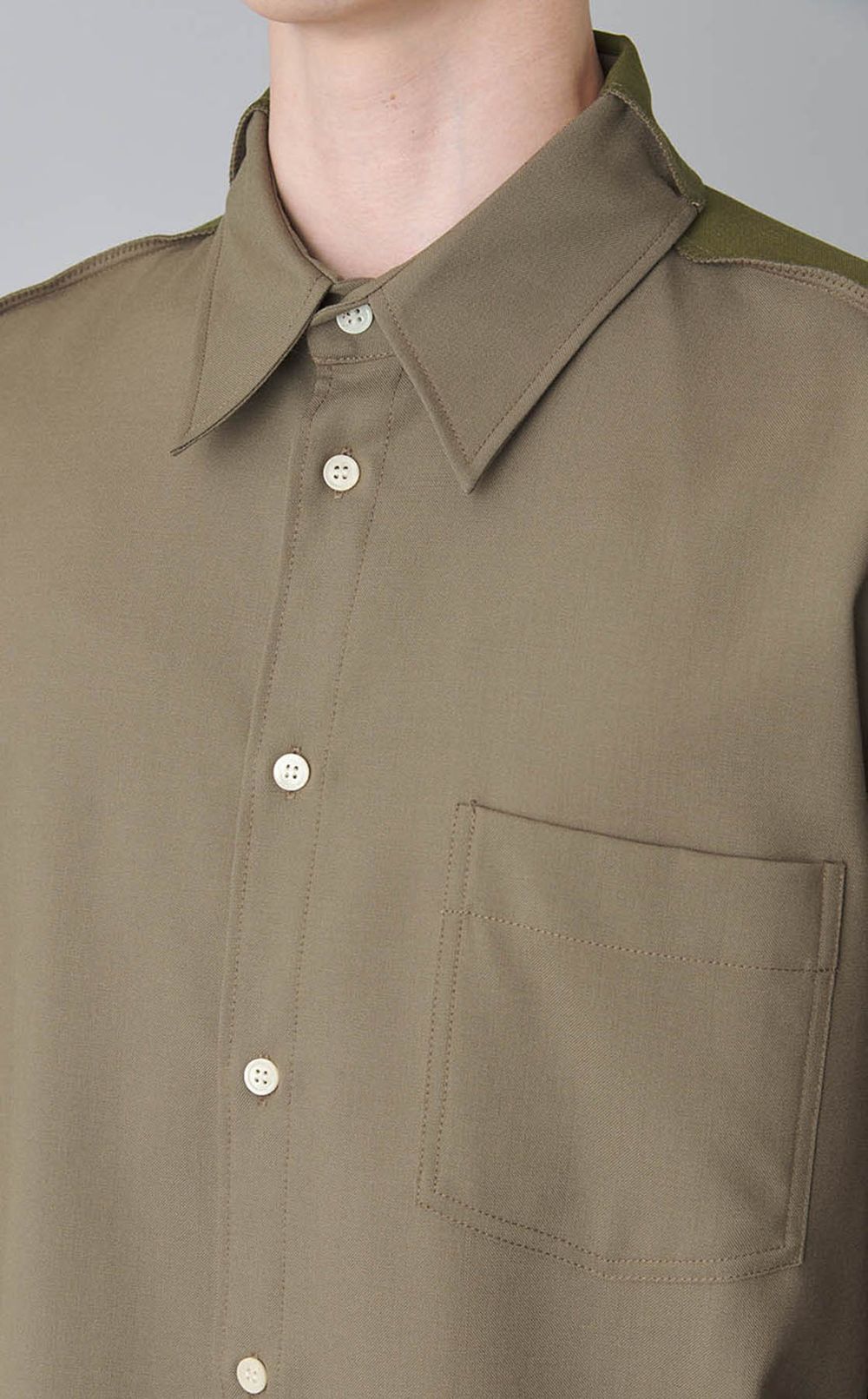 バイカラートロピカルウールシャツ