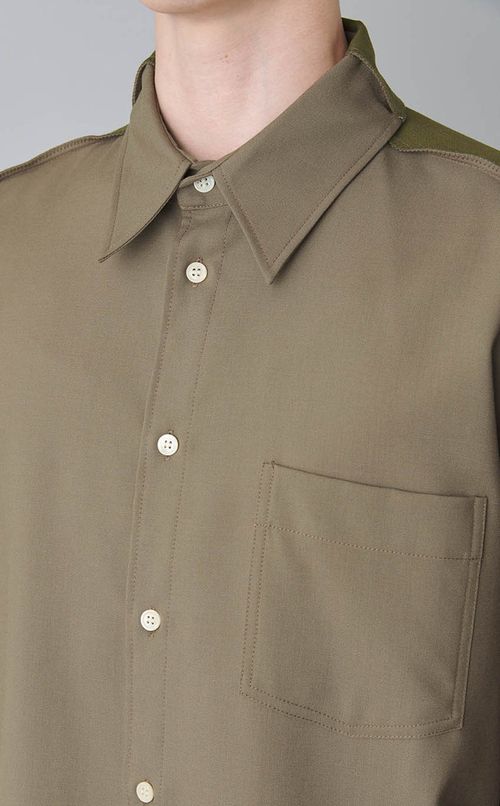 バイカラートロピカルウールシャツ