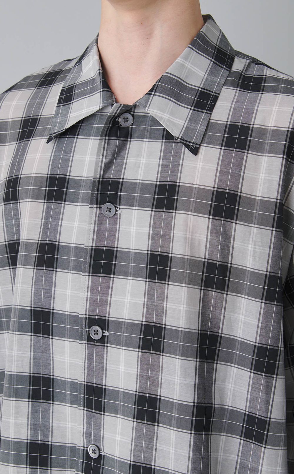 キュプラコットンチェックシャツ