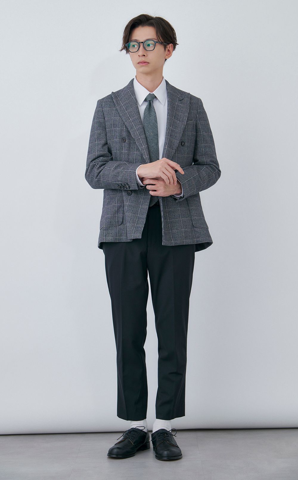 チェックプリントダブルジャケット