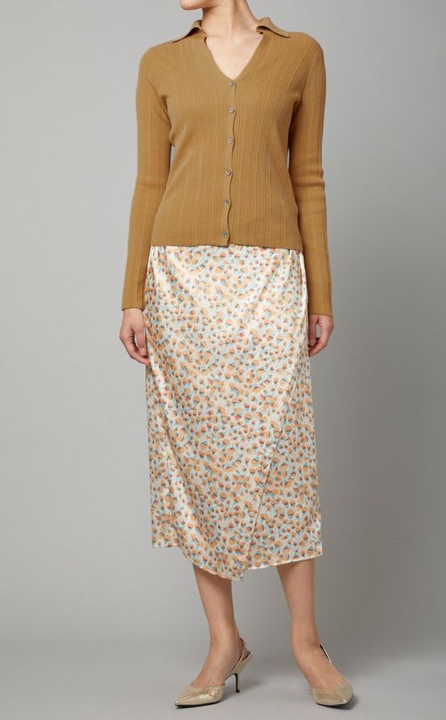 コットンリブポロカラーカーディガン