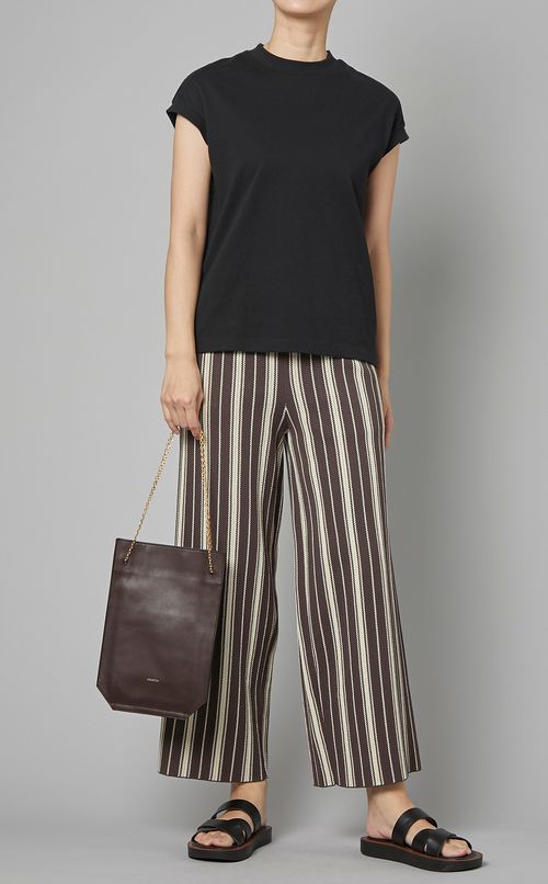 ニットジャガードストライプパンツ