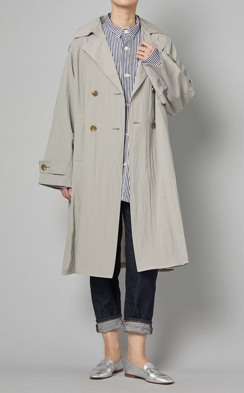 コットンストライプカバーオールシャツ