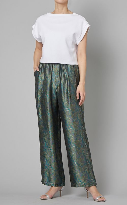 キュプラジャガードギャザーパンツ