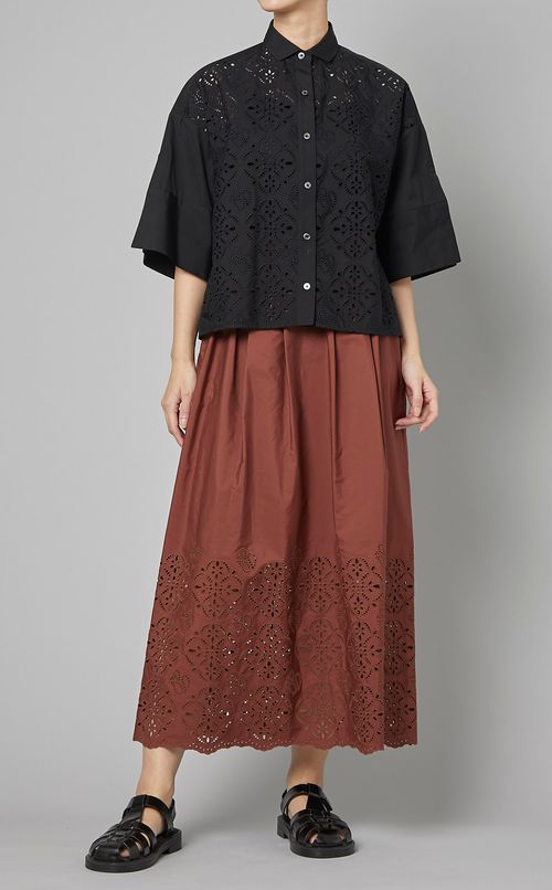 コットンカットワークレーススカート