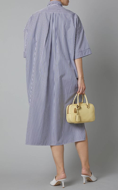 コットンストライプシャツワンピース