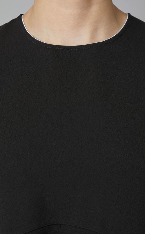 バイカラーパイピングペプラムブラウス