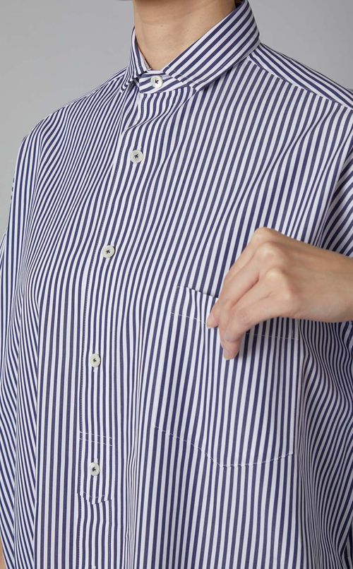 コットンストライプシャツワンピース