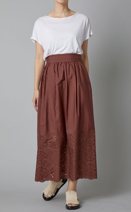 コットンカットワークレーススカート