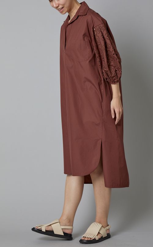 カットワークレーススリーブワンピース