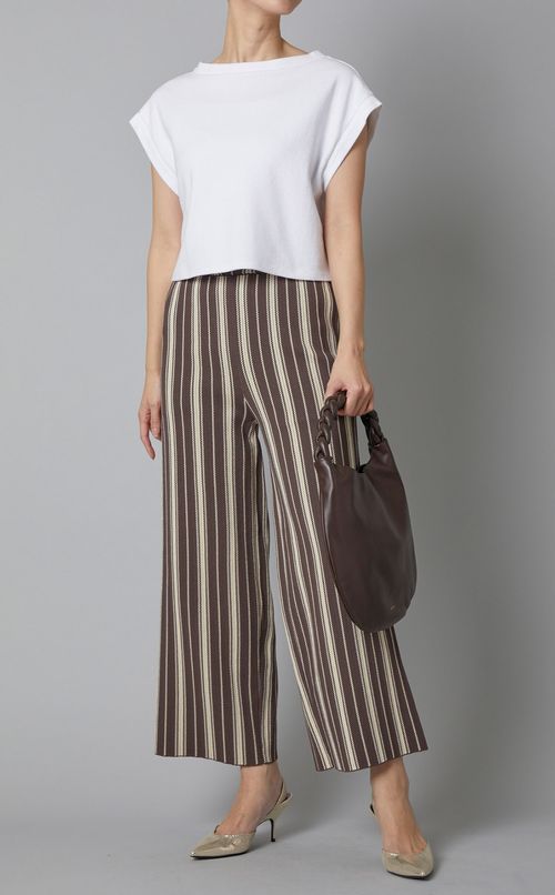 ニットジャガードストライプパンツ