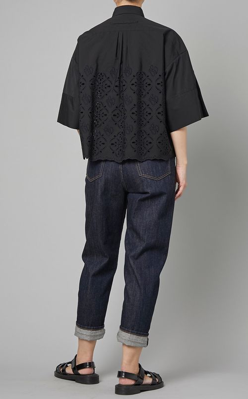 コットンカットワークハーフスリーブシャツ