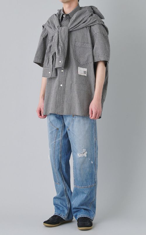 ショールレイヤードハーフスリーブシャツ