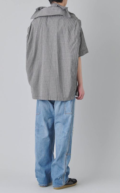 ショールレイヤードハーフスリーブシャツ