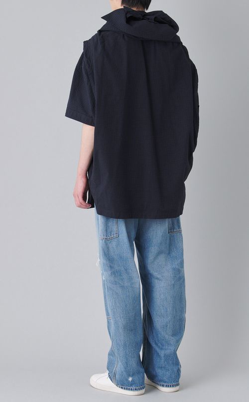 ショールレイヤードハーフスリーブシャツ