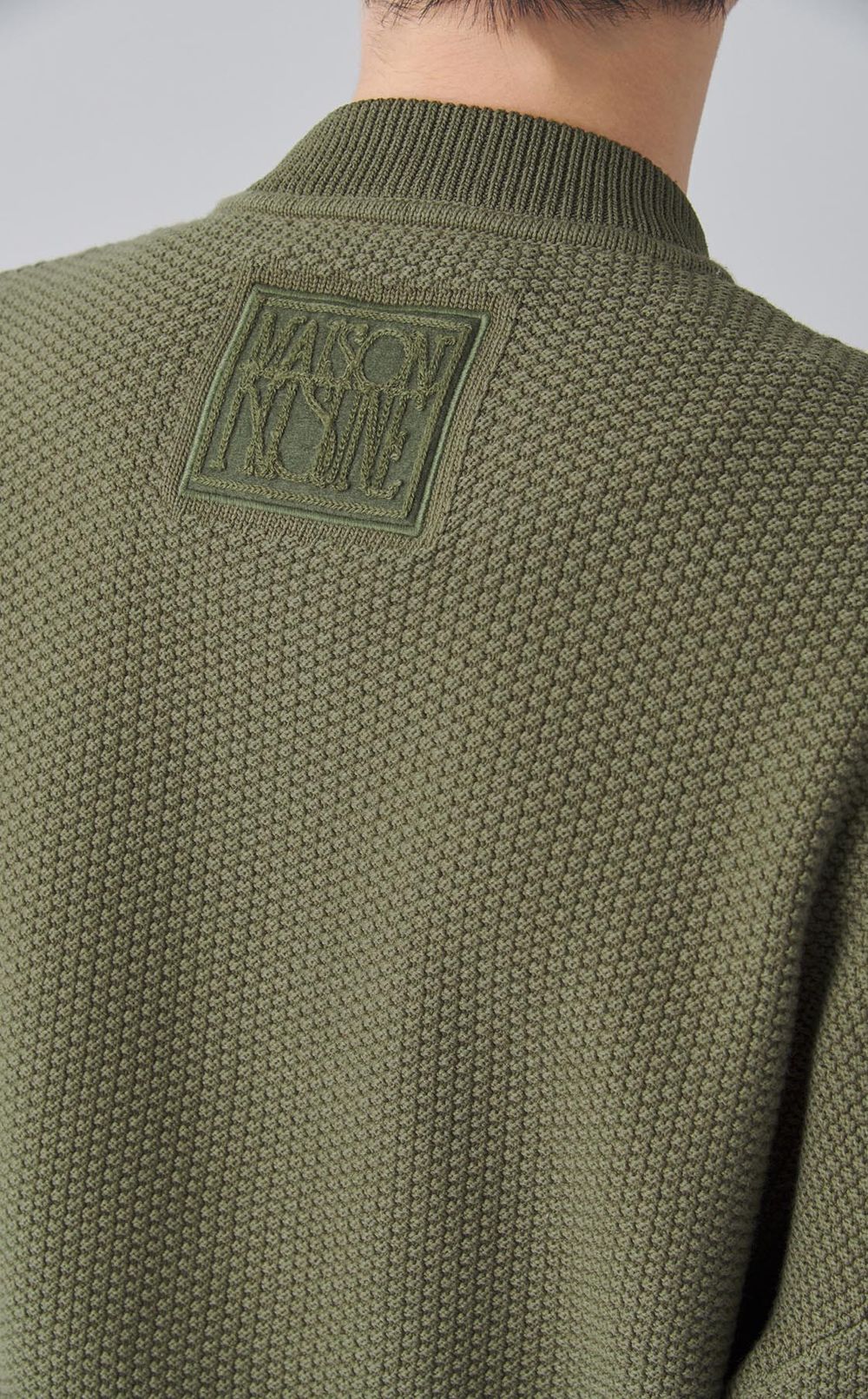 スタンプデザインニットブルゾン