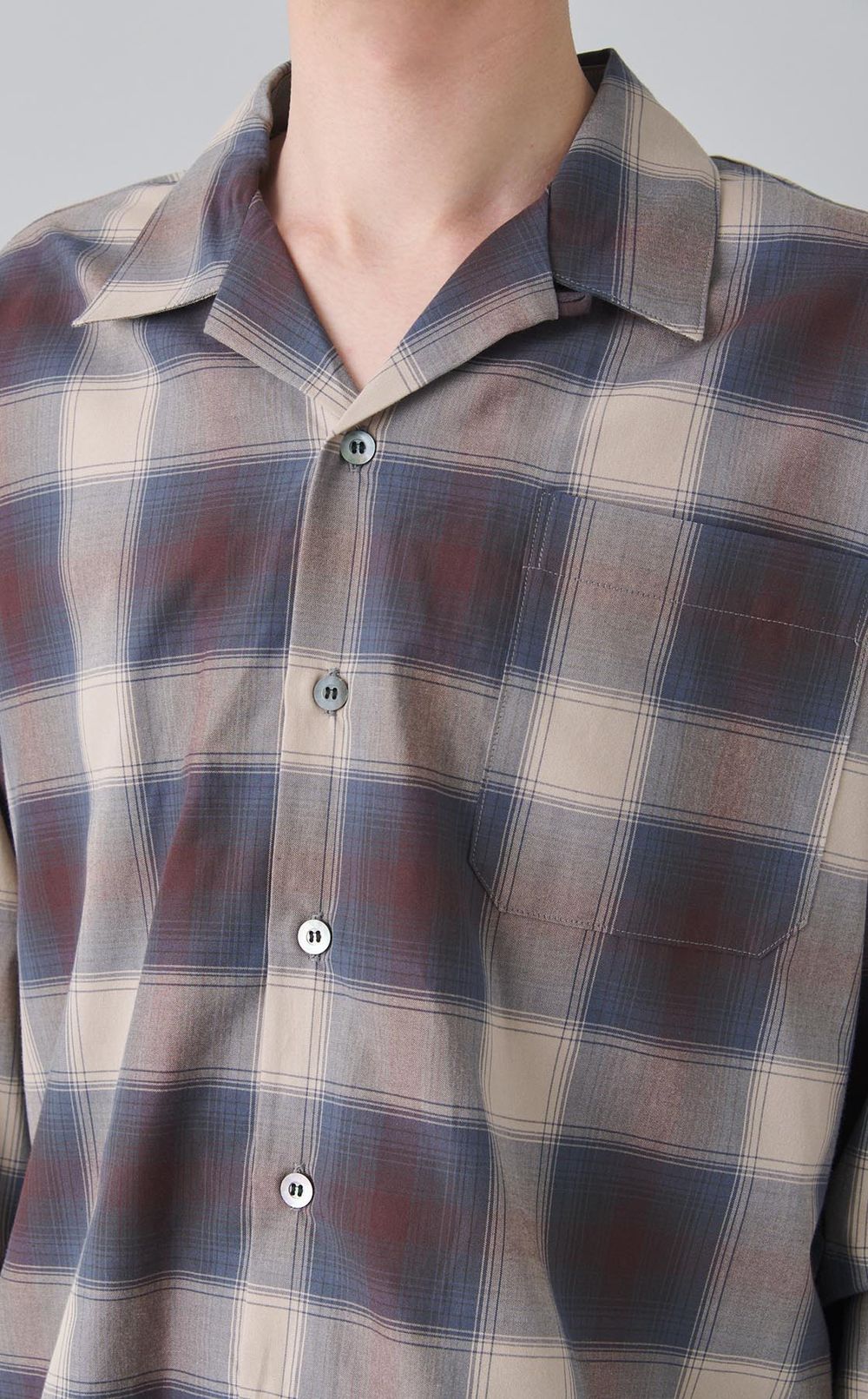 チェックオープンカラーシャツ