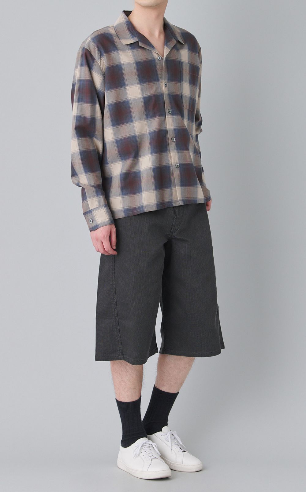 チェックオープンカラーシャツ