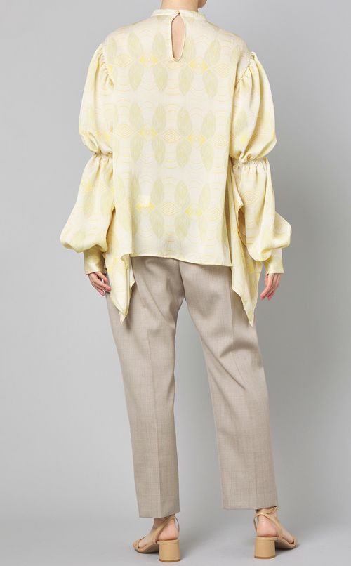 ギャザースリーブ2wayプリントブラウス