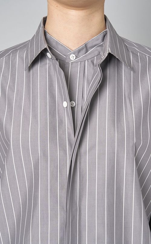 ストライプレイヤードシャツワンピース