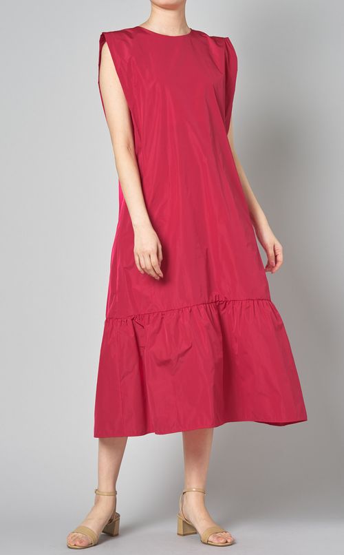 タフタペプラムノースリーブワンピース