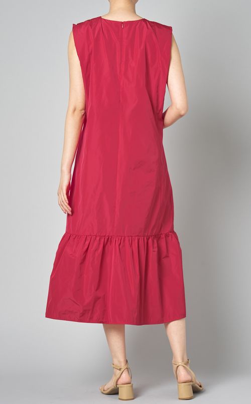 タフタペプラムノースリーブワンピース