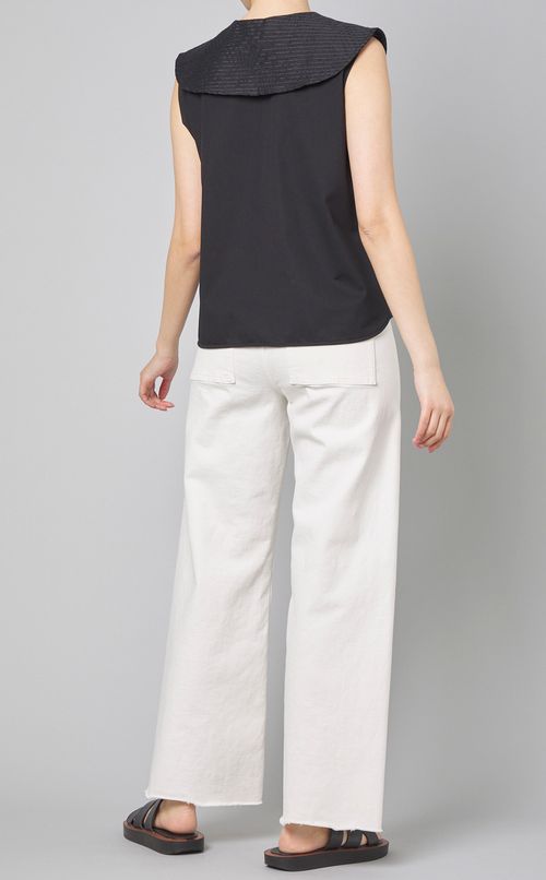 ジャガードカラーノースリーブトップス