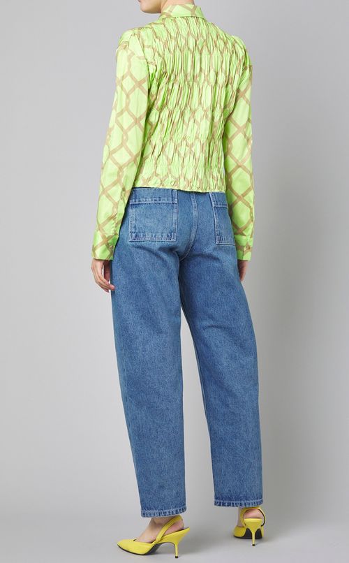 チェーンプリントシャーリングブラウス