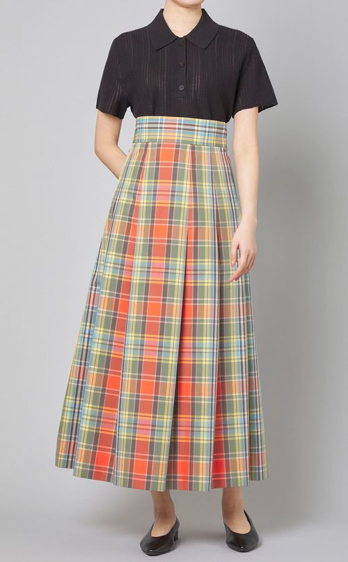チェックプリントマキシスカート