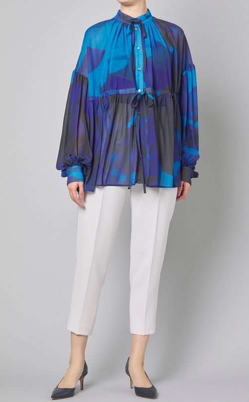 プリントフロントギャザーブラウス